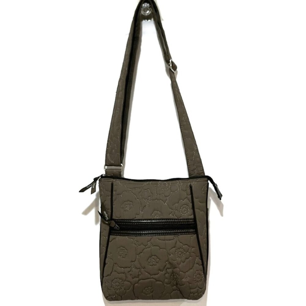 Thirty-One Brown Quilted Floral Poppy Crossbody, Over the Shoulder Purse.  NWOT